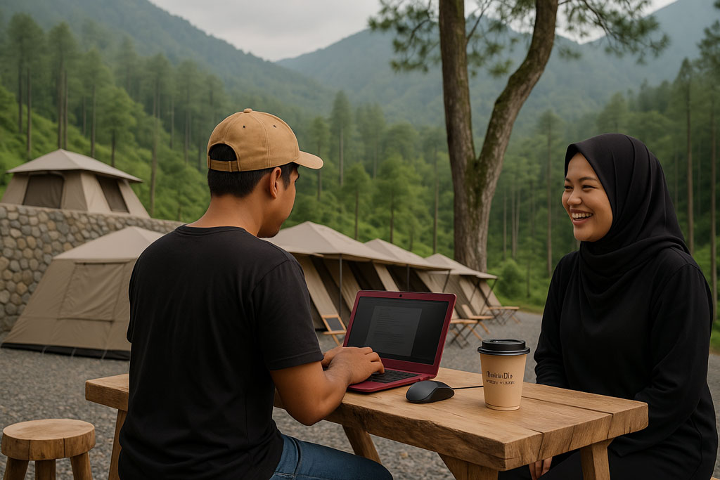 Area camping ground Guci Garden Tegal di alam terbuka yang sejuk